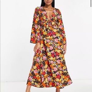 ASOS floral front tie mid dress - worn once